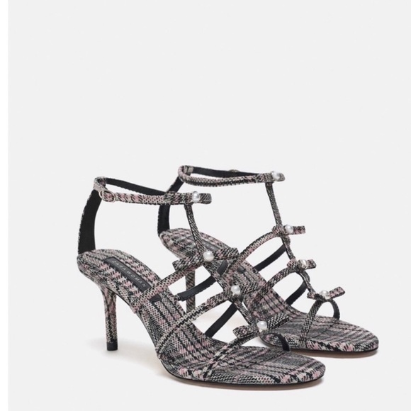 Zara Shoes - Zara Woman Plaid Heeled Sandals Size 9
